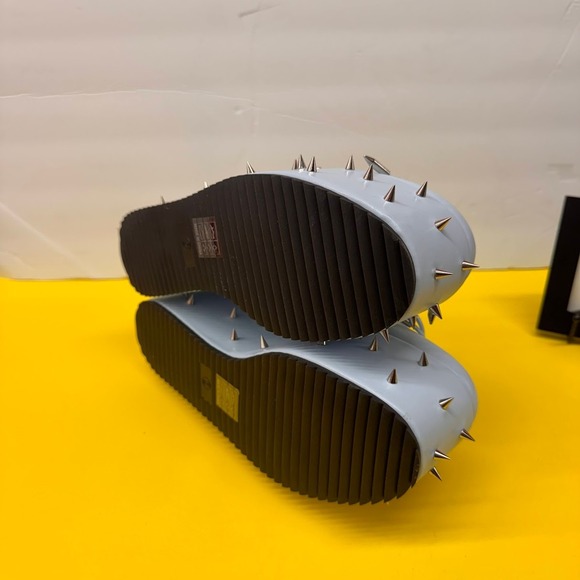 Pastel Blue Spiked Platform Creeper Shoes Silver Studded Lace Up Punk Harajuku - Picture 6 of 10